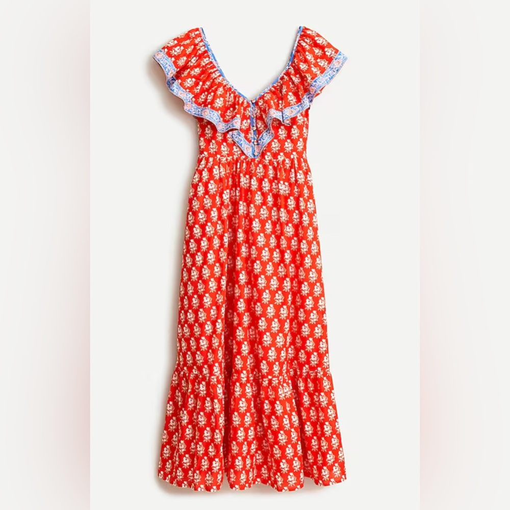 J. Crew | Flutter V-neck dress in classic block print